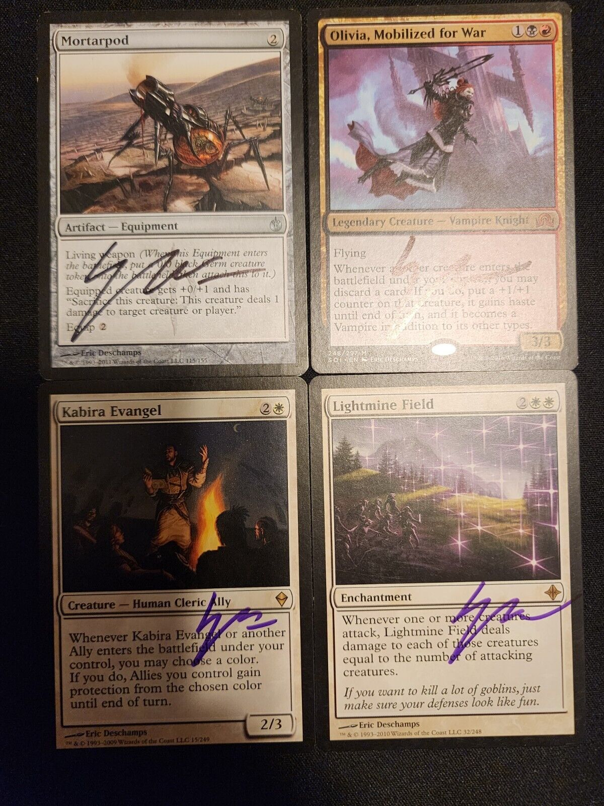 Small Lot Eric Deschamps Signed MTG Cards Mortarpod Olivia Mobilized for War