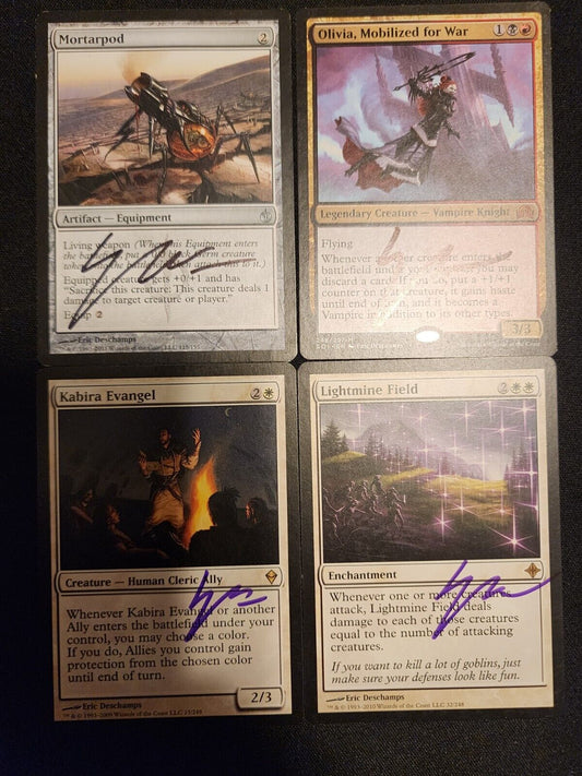 Small Lot Eric Deschamps Signed MTG Cards Mortarpod Olivia Mobilized for War